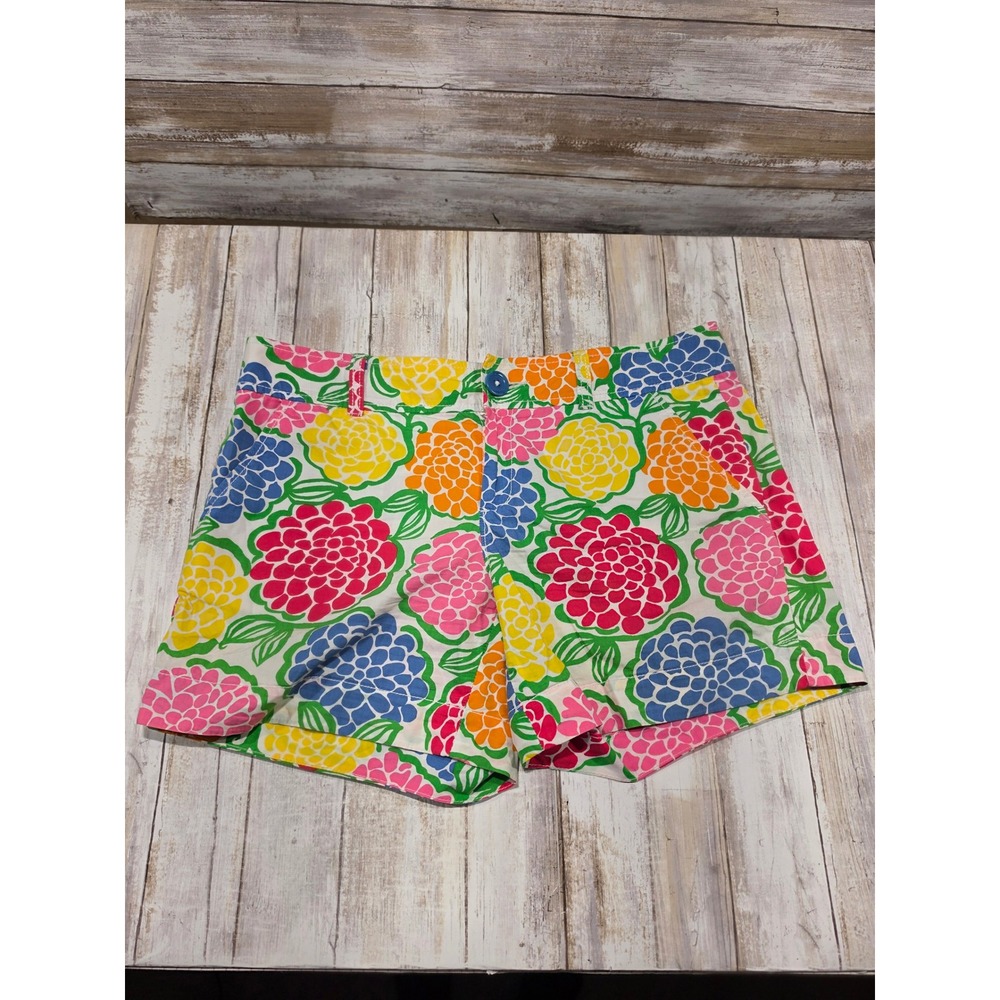 Lilly Pulitzer Floral Dahlia Print Shorts Multi Color‎ sz 6 Pink Yellow BlueREAD